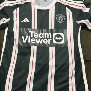 Adidas Green and White Slim Fit Shirt